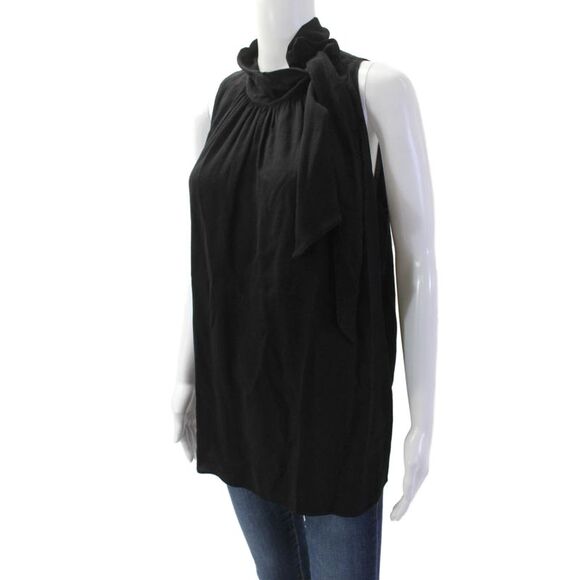 Ann Taylor Womens Scoop Neck Sleeveless Tank Blouse Black Size M - Picture 2 of 6